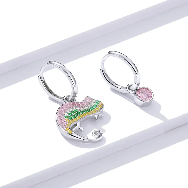 (image for) Pandora Style Silver Dangle Earrings, Chamaeleonidae - BSE368 - View 4