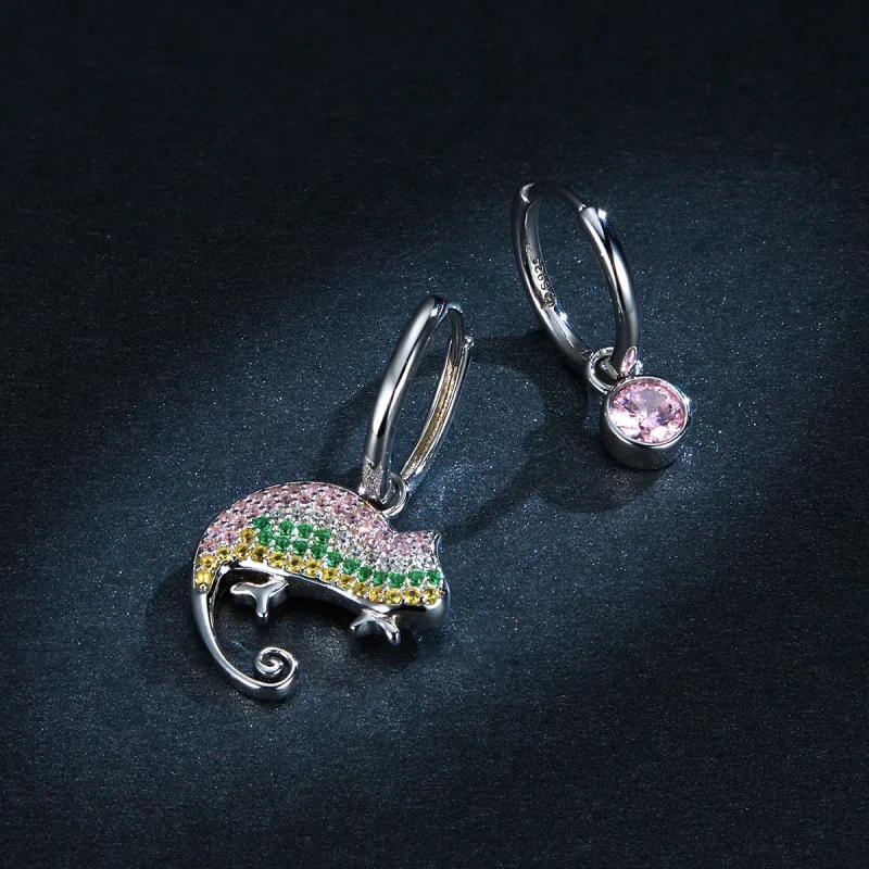 (image for) Pandora Style Silver Dangle Earrings, Chamaeleonidae - BSE368 - View 5