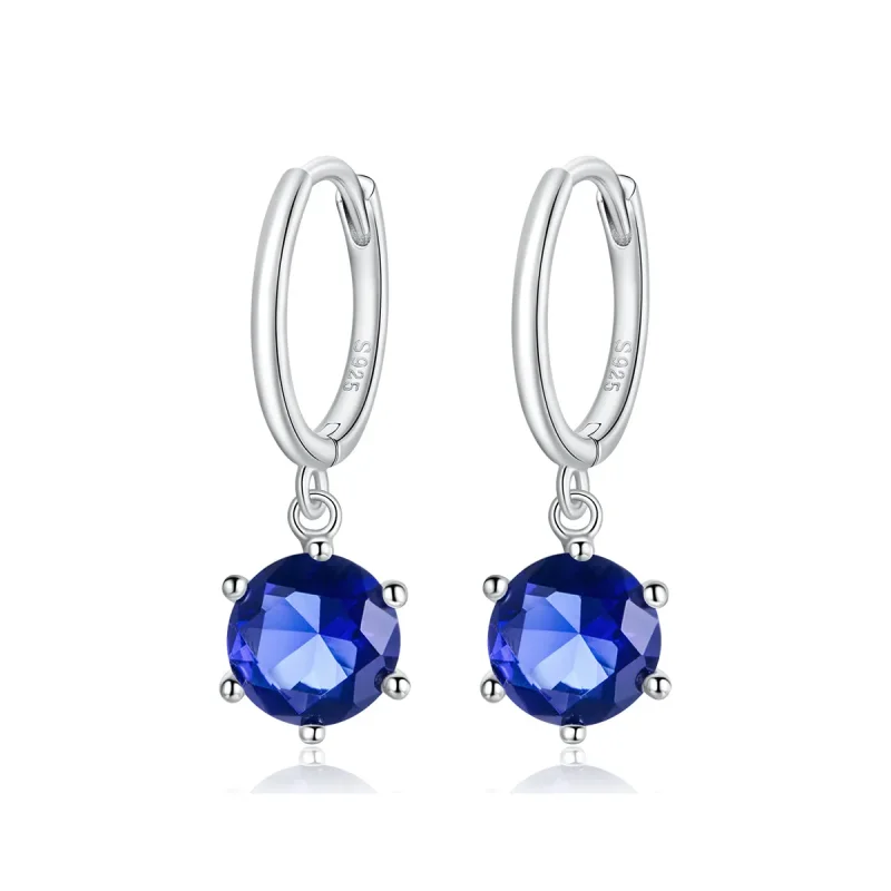 (image for) Pandora Style Silver Dangle Earrings, Cz - SCE1020-BU - Product Image
