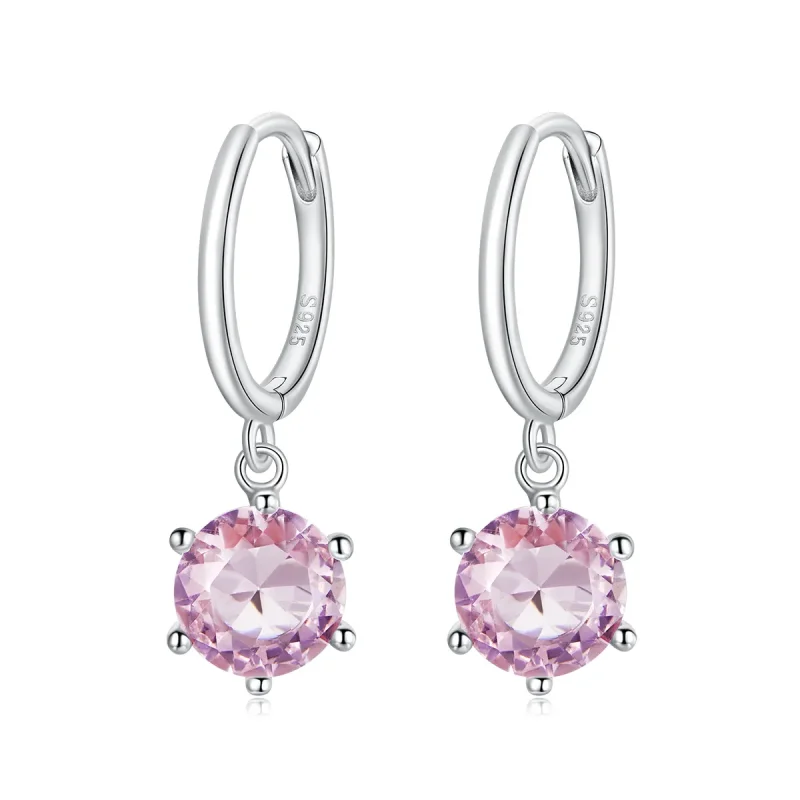 (image for) Pandora Style Silver Dangle Earrings, Cz - SCE1020-PK - Product Image