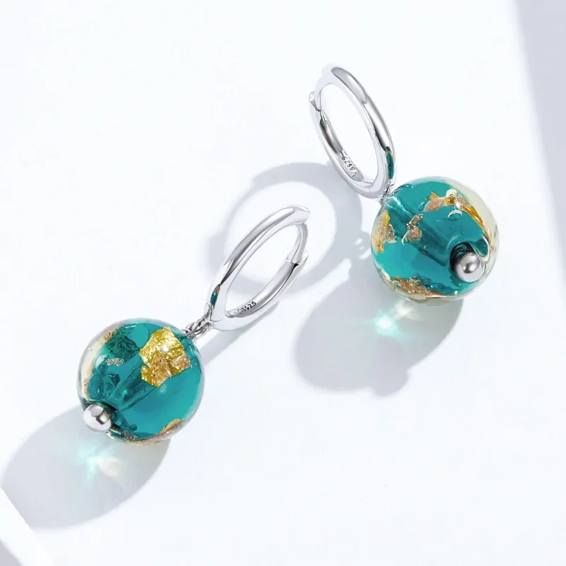 (image for) Pandora Style Silver Dangle Earrings, Dream Glass - SCE817 - View 3