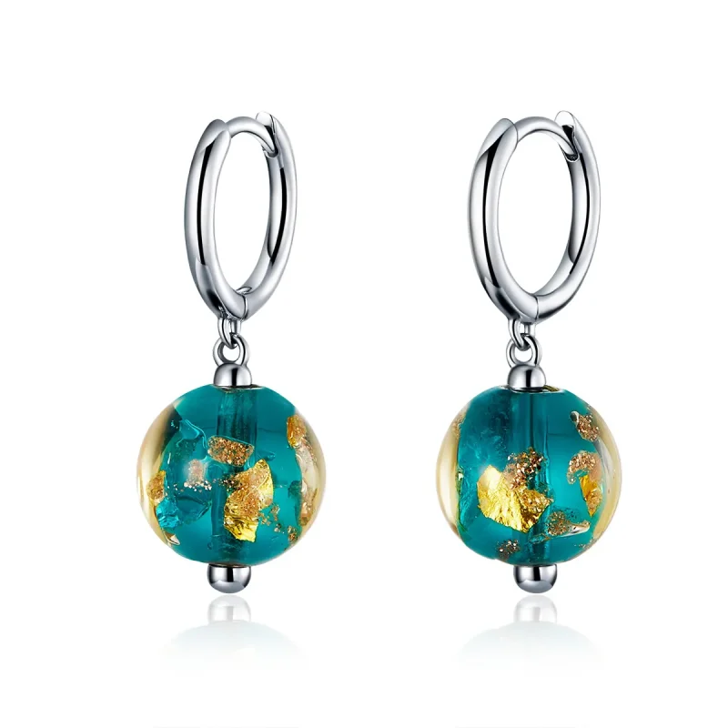 (image for) Pandora Style Silver Dangle Earrings, Dream Glass - SCE817 - Product Image