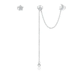 (image for) Pandora Style Silver Dangle Earrings, Dreamy Moon & Stars - BSE431