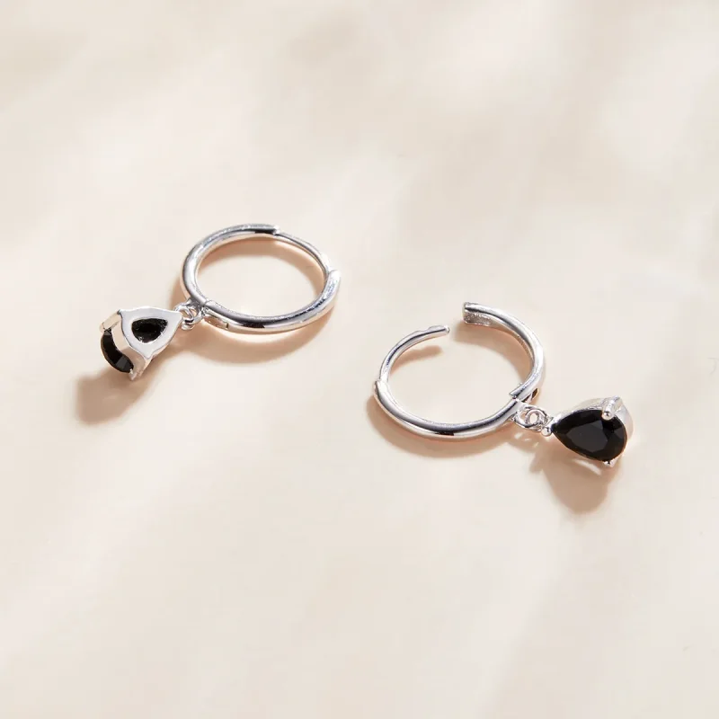 (image for) Pandora Style Silver Dangle Earrings, Drop - SCE1018-BK - View 2