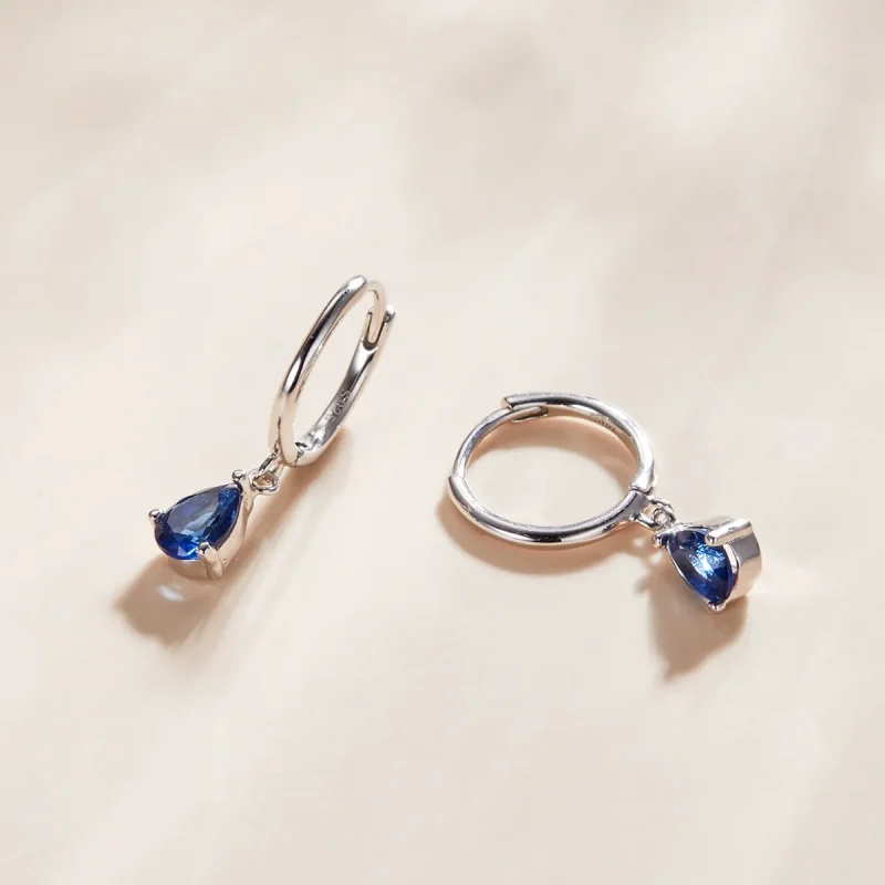 (image for) Pandora Style Silver Dangle Earrings, Drop - SCE1018-BU - View 2
