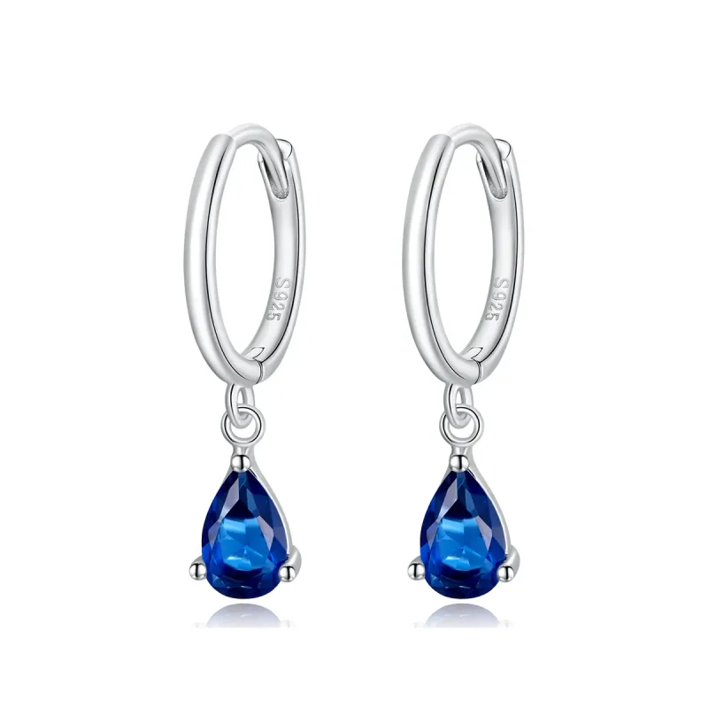 (image for) Pandora Style Silver Dangle Earrings, Drop - SCE1018-BU - Product Image