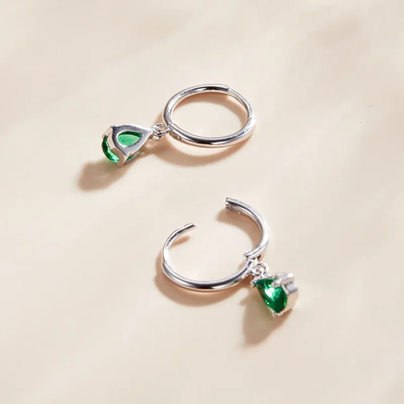 (image for) Pandora Style Silver Dangle Earrings, Drop - SCE1018-GN - View 2