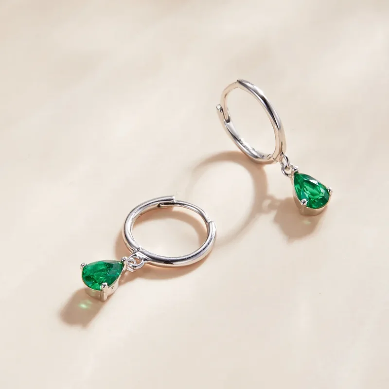 (image for) Pandora Style Silver Dangle Earrings, Drop - SCE1018-GN - View 3