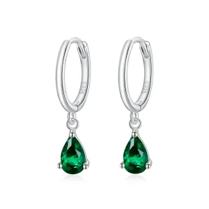(image for) Pandora Style Silver Dangle Earrings, Drop - SCE1018-GN