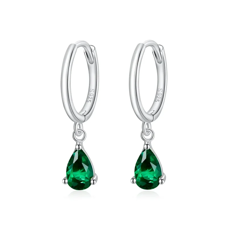 (image for) Pandora Style Silver Dangle Earrings, Drop - SCE1018-GN - Product Image