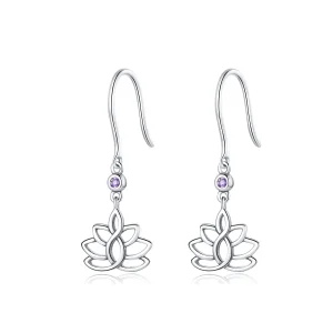(image for) Pandora Style Silver Dangle Earrings, Elegant Lotus Flowers - BSE451