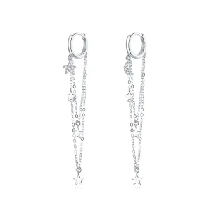 (image for) Pandora Style Silver Dangle Earrings, Elegant Star Moon - SCE982