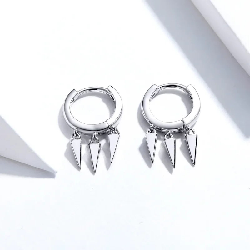 (image for) Pandora Style Silver Dangle Earrings, Geometric - SCE779 - View 3