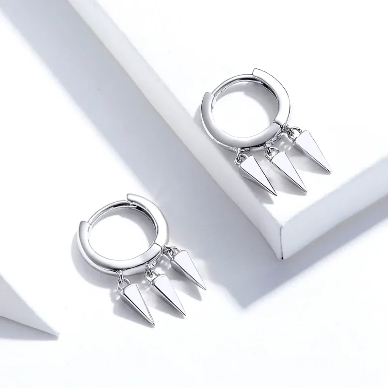 (image for) Pandora Style Silver Dangle Earrings, Geometric - SCE779 - View 4