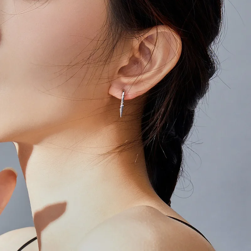 (image for) Pandora Style Silver Dangle Earrings, Geometric - SCE779 - View 5