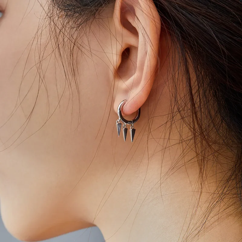 (image for) Pandora Style Silver Dangle Earrings, Geometric - SCE779 - View 6