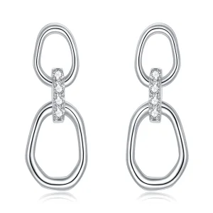 (image for) Pandora Style Silver Dangle Earrings, Geometry - SCE1016