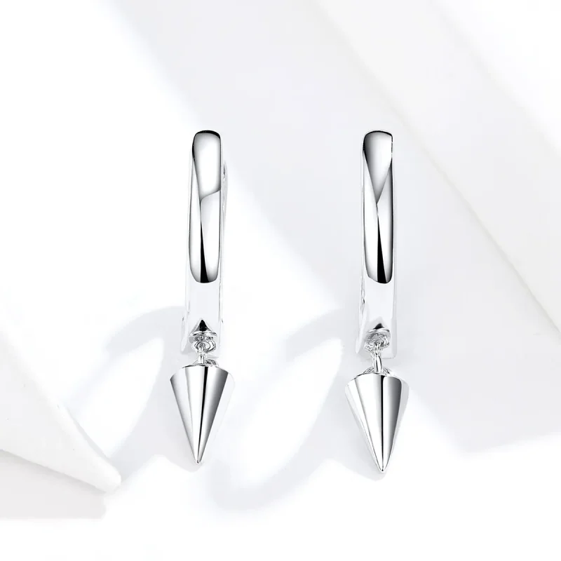 (image for) Pandora Style Silver Dangle Earrings, Geometry - SCE744 - View 3