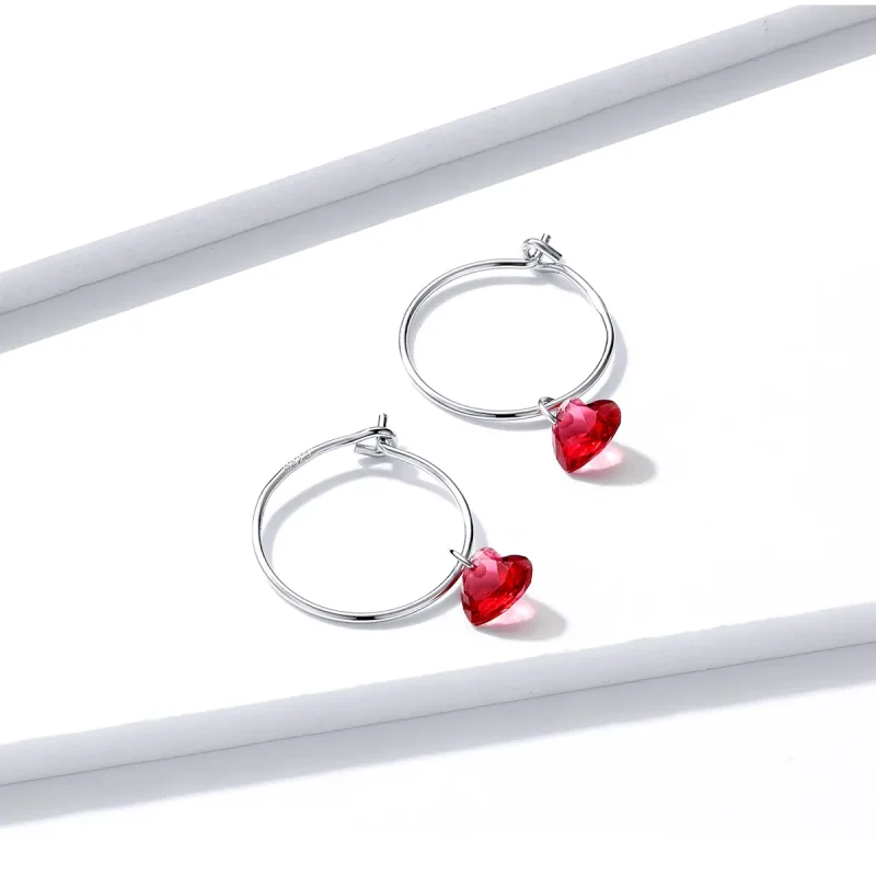 (image for) Pandora Style Silver Dangle Earrings, Heart - BSE317 - View 2