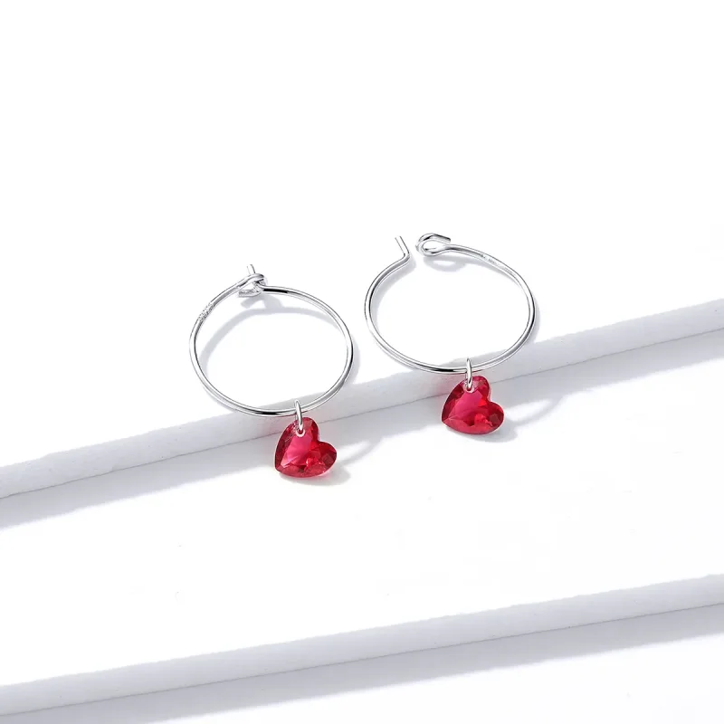 (image for) Pandora Style Silver Dangle Earrings, Heart - BSE317 - View 3