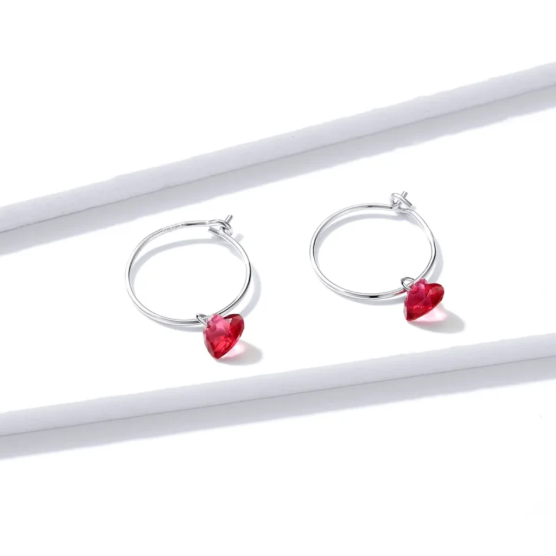 (image for) Pandora Style Silver Dangle Earrings, Heart - BSE317 - View 4