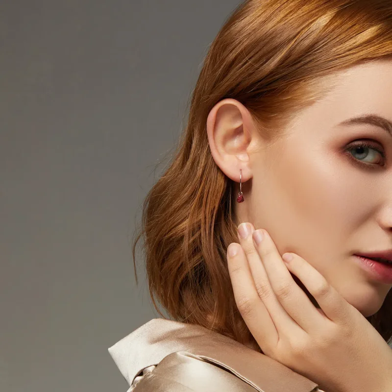 (image for) Pandora Style Silver Dangle Earrings, Heart - BSE317 - View 5