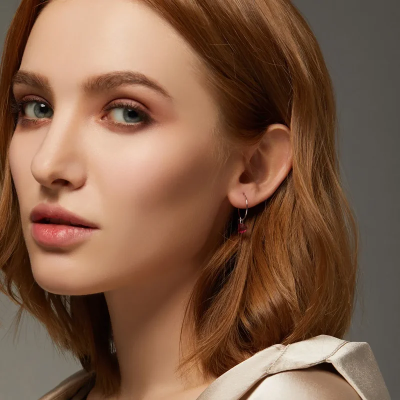 (image for) Pandora Style Silver Dangle Earrings, Heart - BSE317 - View 7