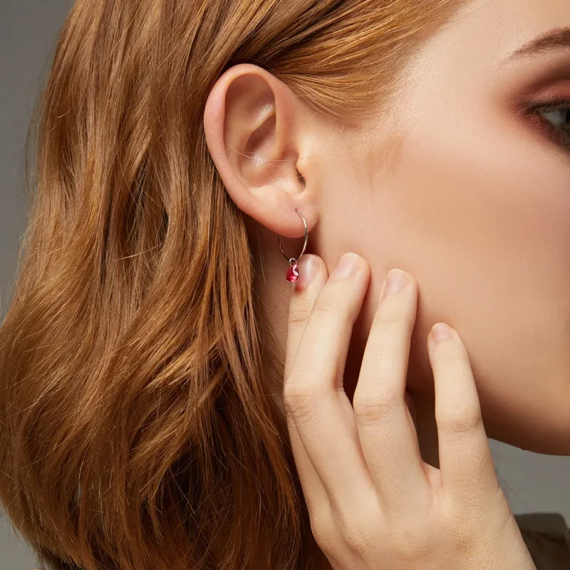 (image for) Pandora Style Silver Dangle Earrings, Heart - BSE317 - View 8