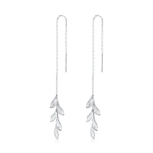 (image for) Pandora Style Silver Dangle Earrings, Leaves - SCE987