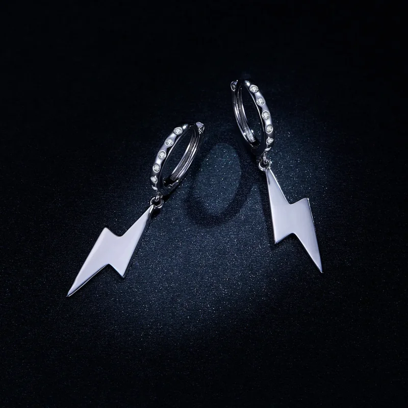 (image for) Pandora Style Silver Dangle Earrings, Lightning Bolt - BSE221 - View 8