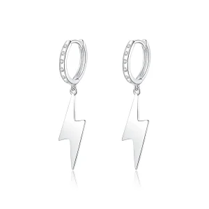 (image for) Pandora Style Silver Dangle Earrings, Lightning Bolt - BSE221