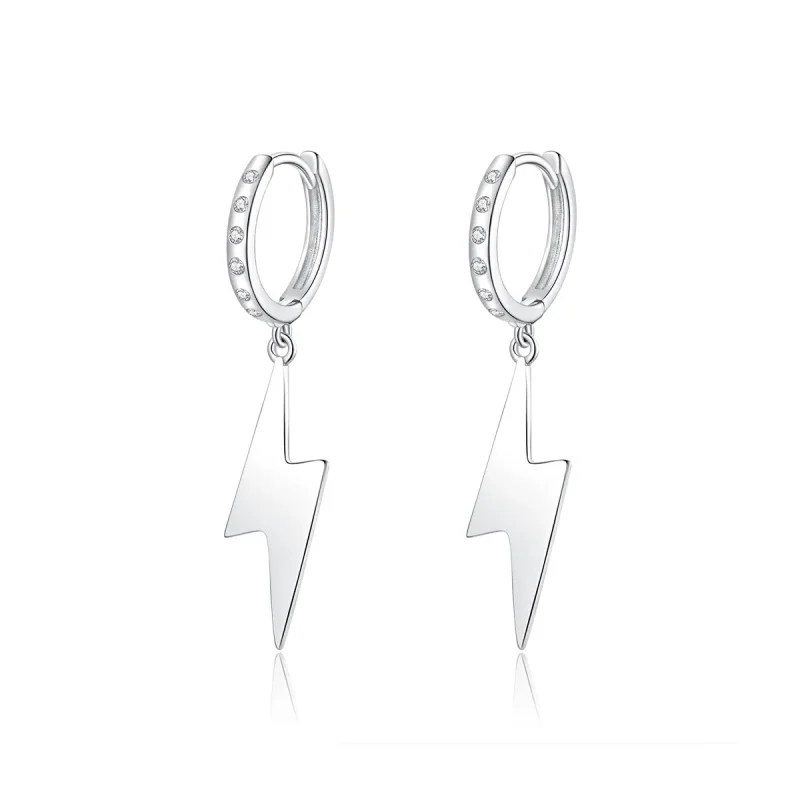 (image for) Pandora Style Silver Dangle Earrings, Lightning Bolt - BSE221 - Product Image