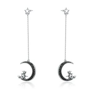 (image for) Pandora Style Silver Dangle Earrings, Moon - SCE287