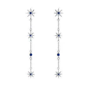 (image for) Pandora Style Silver Dangle Earrings, Octagonal Star - BSE060