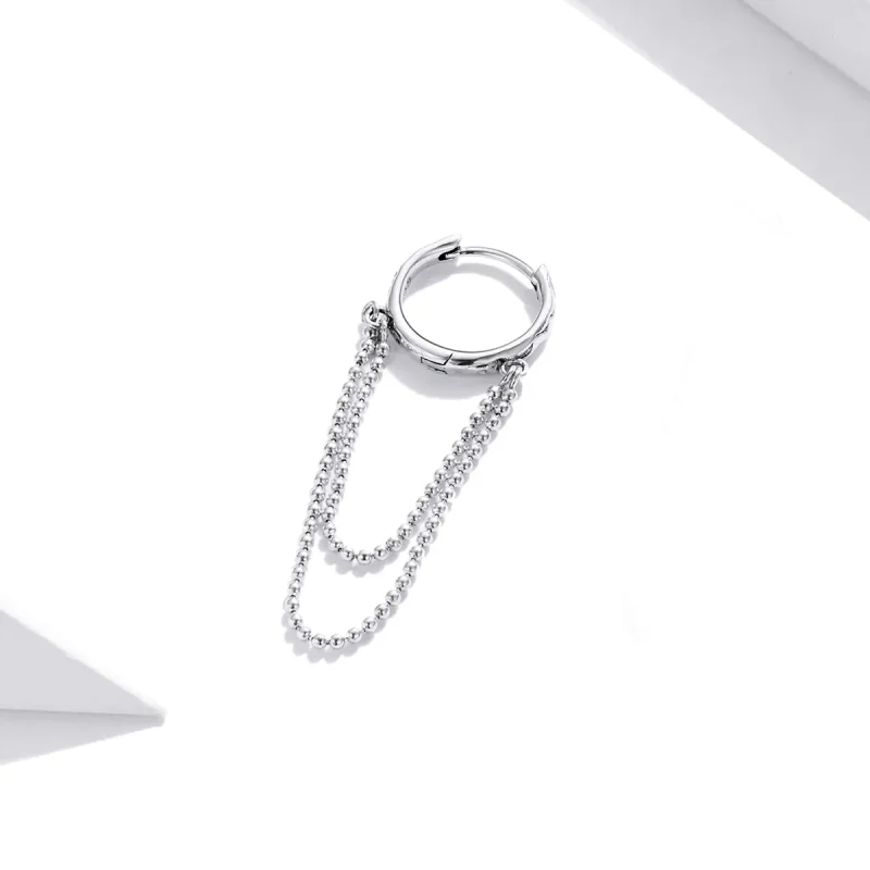 (image for) Pandora Style Silver Dangle Earrings, Pearl Chain - SCE1121 - View 2