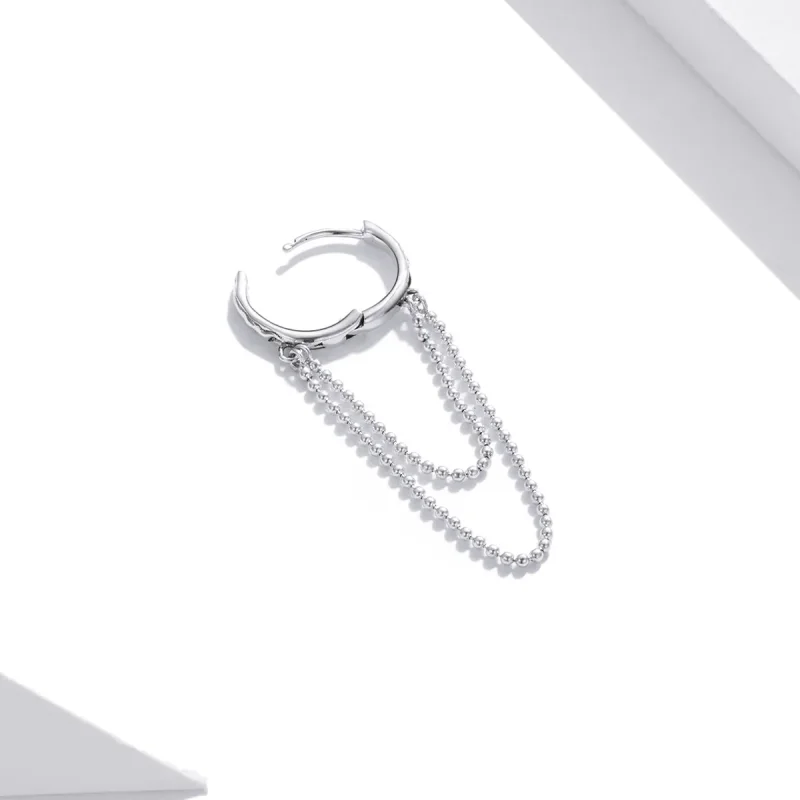 (image for) Pandora Style Silver Dangle Earrings, Pearl Chain - SCE1121 - View 4