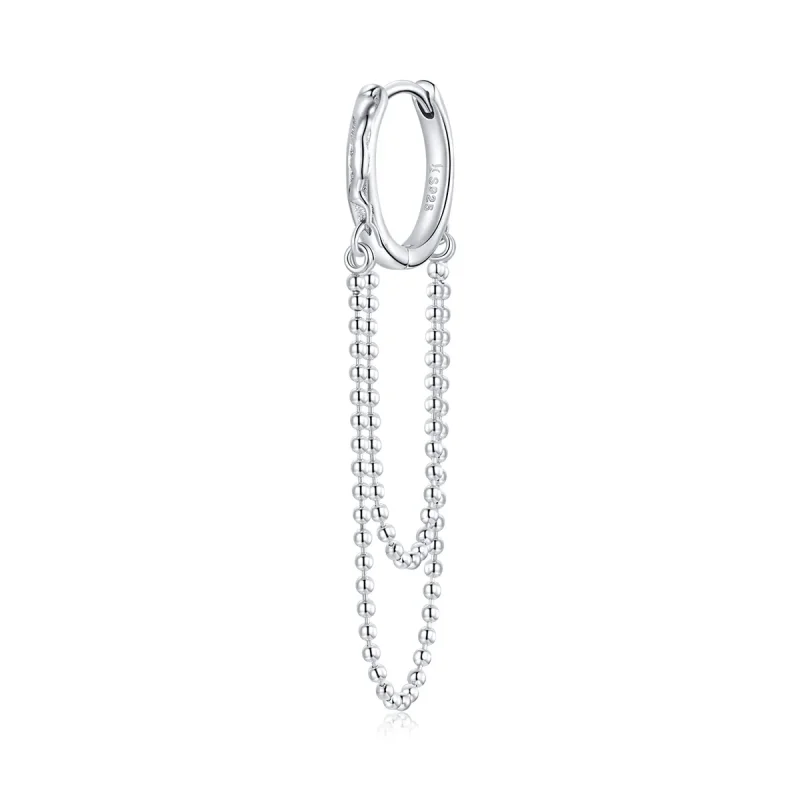 (image for) Pandora Style Silver Dangle Earrings, Pearl Chain - SCE1121 - Product Image