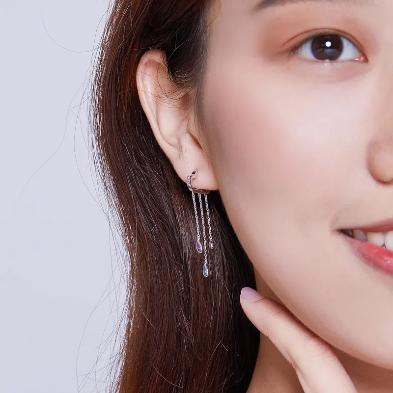 (image for) Pandora Style Silver Dangle Earrings, Rainy Clouds - BSE220 - View 6