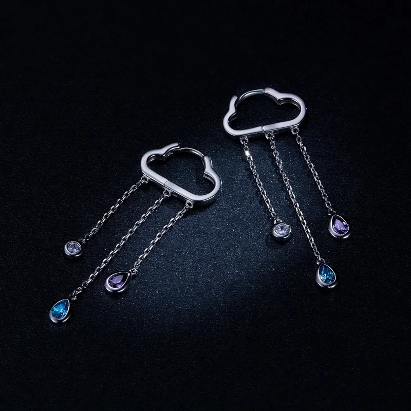 (image for) Pandora Style Silver Dangle Earrings, Rainy Clouds - BSE220 - View 8