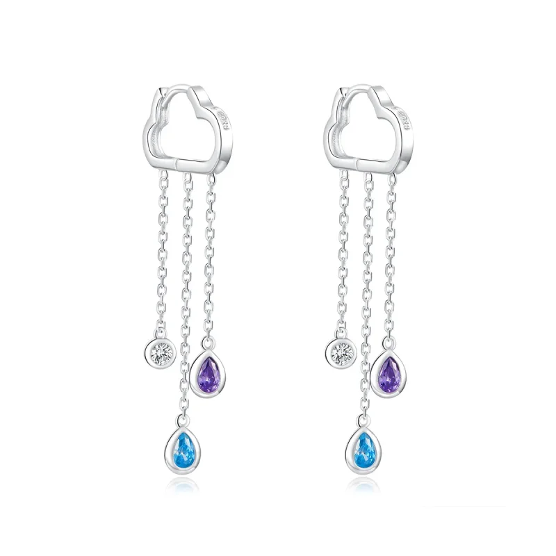 (image for) Pandora Style Silver Dangle Earrings, Rainy Clouds - BSE220 - Product Image