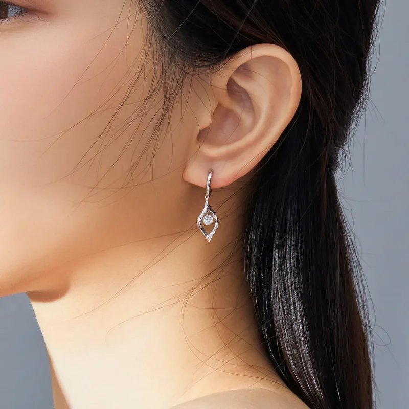 (image for) Pandora Style Silver Dangle Earrings, Shining - BSE322 - View 2