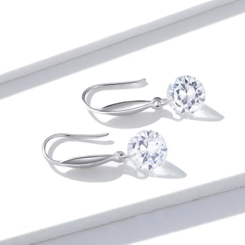 (image for) Pandora Style Silver Dangle Earrings, Shining Girl - BSE212 - View 2