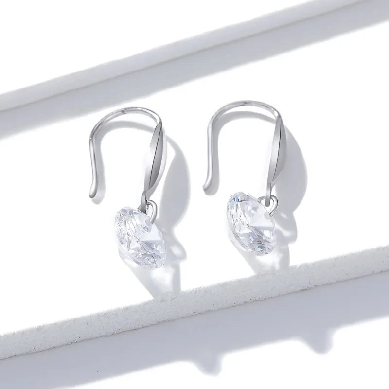 (image for) Pandora Style Silver Dangle Earrings, Shining Girl - BSE212 - View 3
