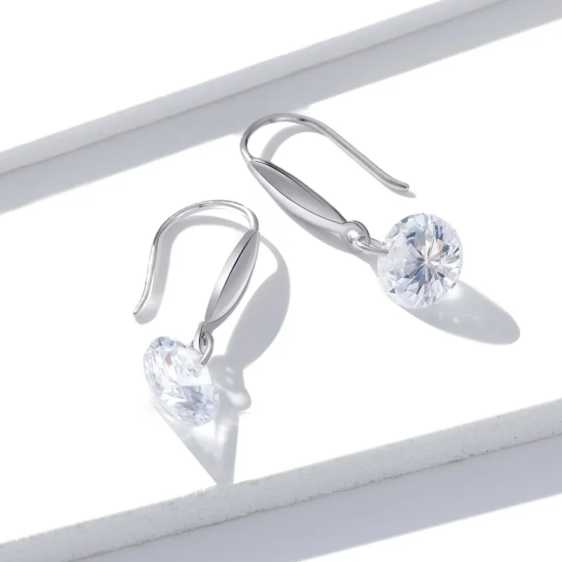(image for) Pandora Style Silver Dangle Earrings, Shining Girl - BSE212 - View 4