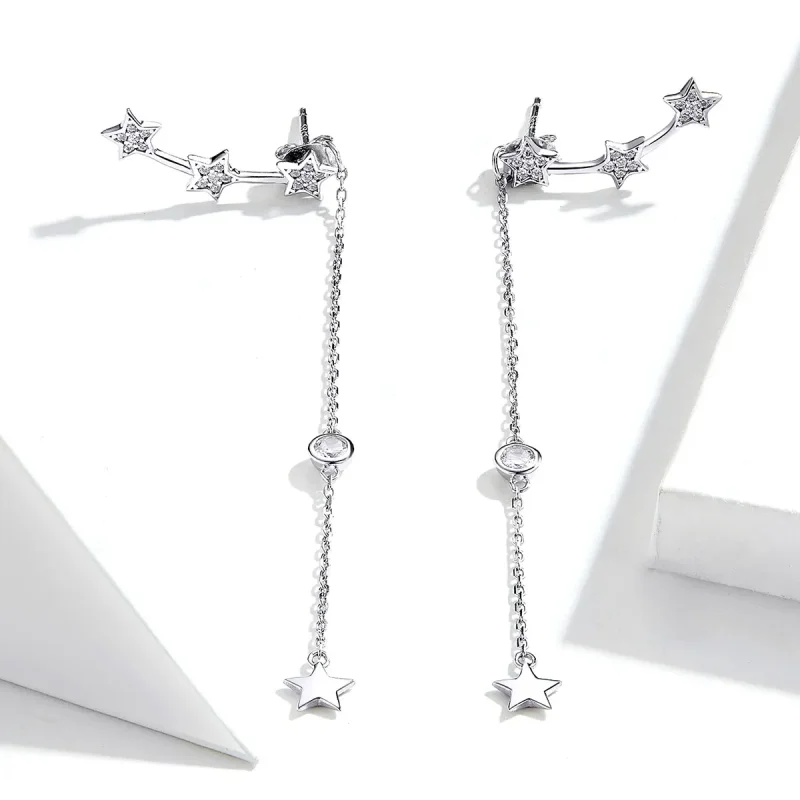 (image for) Pandora Style Silver Dangle Earrings, Shining Mango - SCE727 - View 3