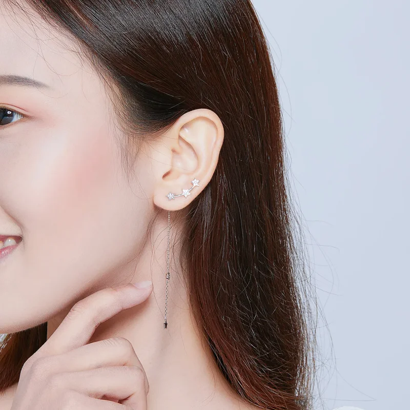 (image for) Pandora Style Silver Dangle Earrings, Shining Mango - SCE727 - View 5