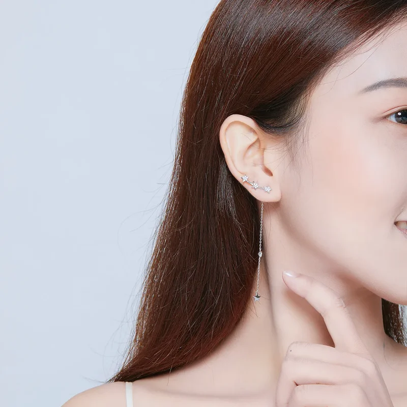 (image for) Pandora Style Silver Dangle Earrings, Shining Mango - SCE727 - View 7