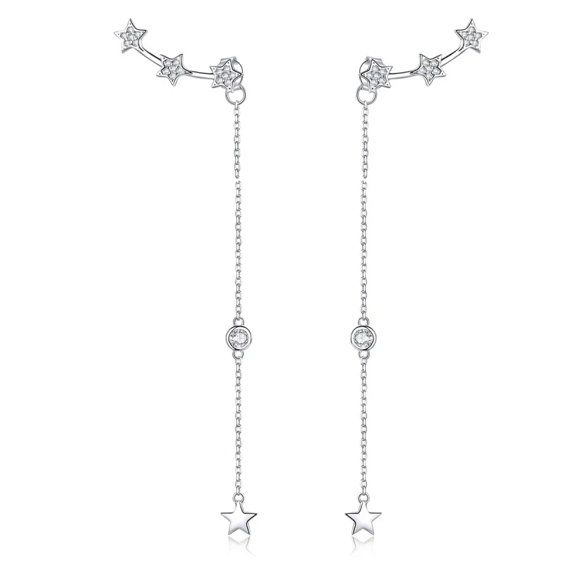(image for) Pandora Style Silver Dangle Earrings, Shining Mango - SCE727 - Product Image