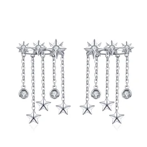 (image for) Pandora Style Silver Dangle Earrings, Shining Star - SCE700