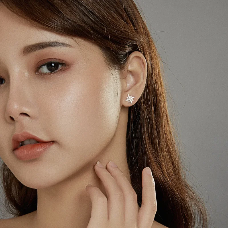 (image for) Pandora Style Silver Dangle Earrings, Shining Stars - BSE433 - View 8